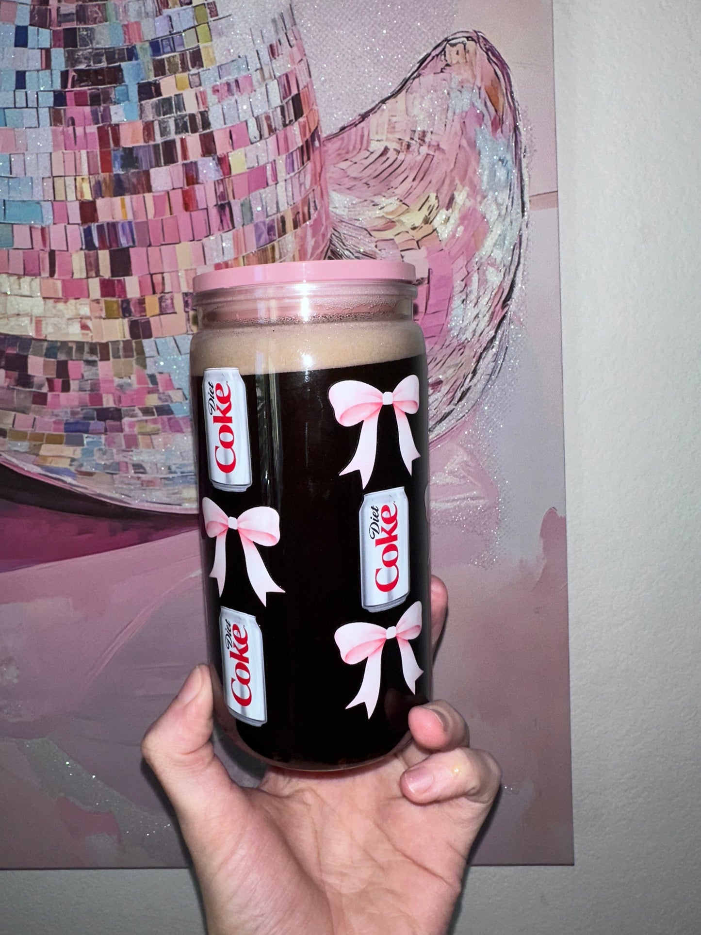 16oz Diet Coke pink lid