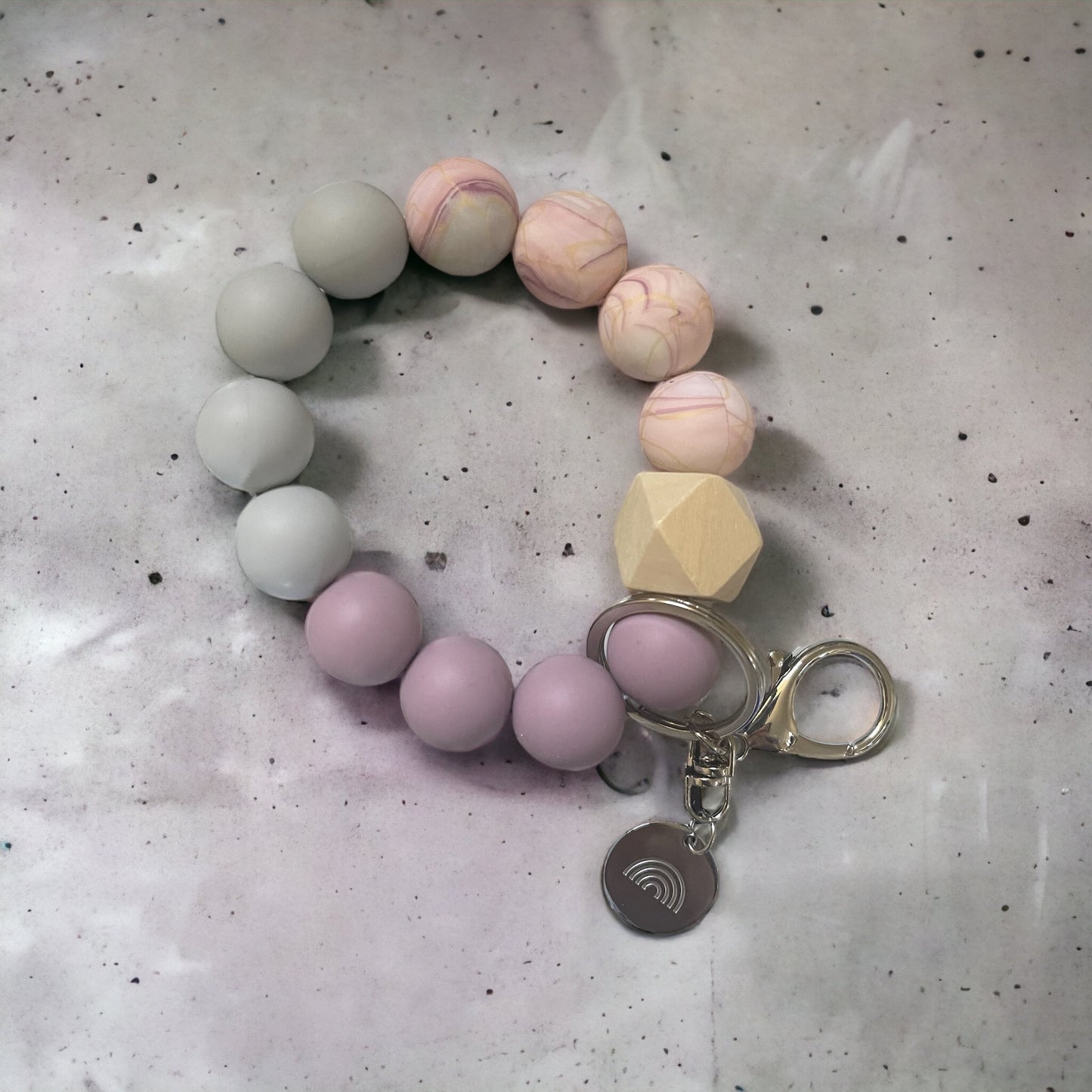 Pink marble keychain wristlet