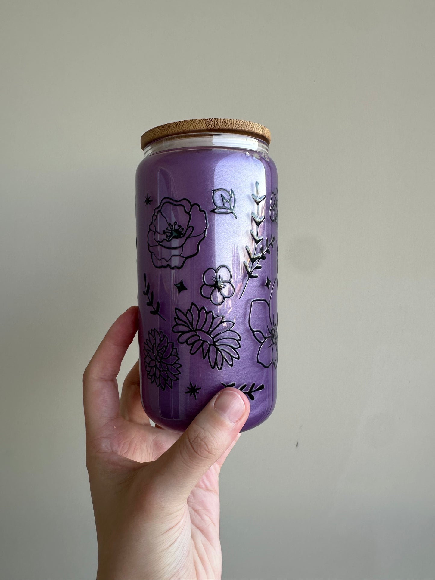 16oz glass Custom Snowglobe Glitter Cup (no lava)