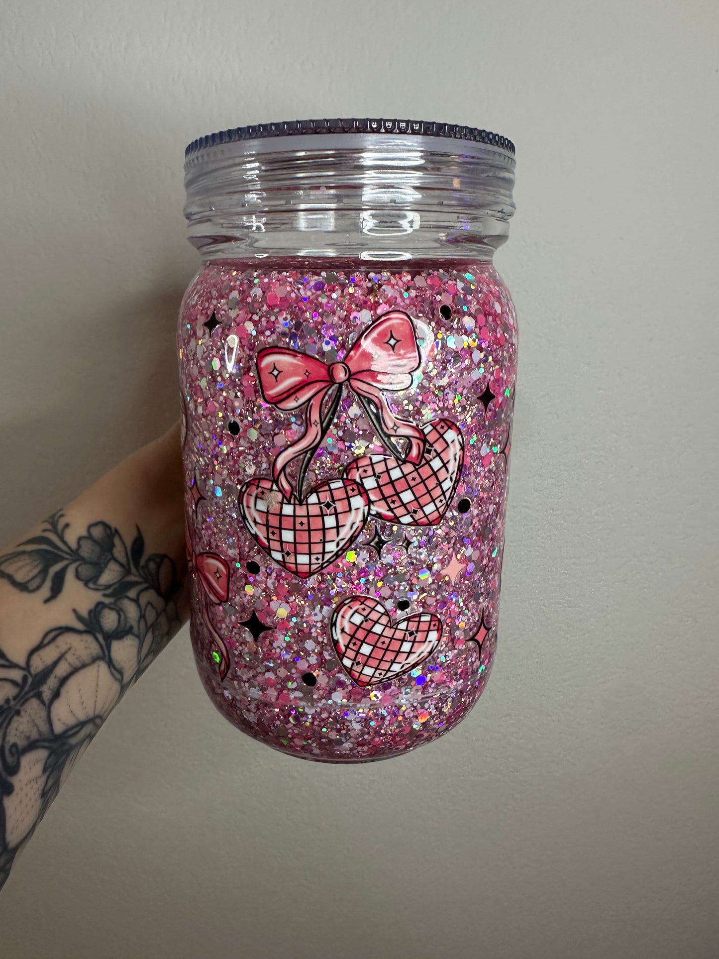 20oz disco cherry mason jar