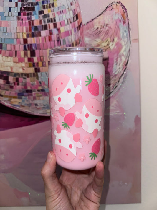 16oz strawberry milk cup