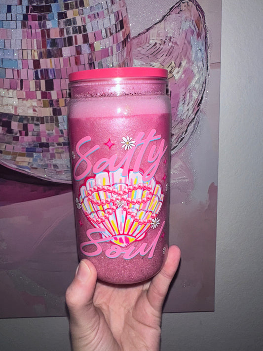 16oz pink beach cup