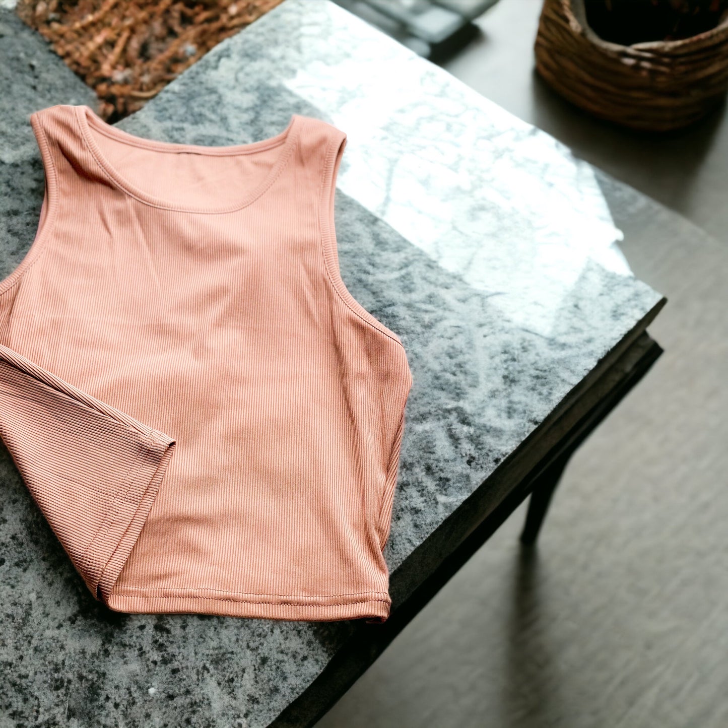 Solid Rib Knit Crop Tank