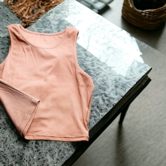 Solid Rib Knit Crop Tank