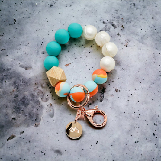 Pearl Tie Dye Charm Keychain Wristlet