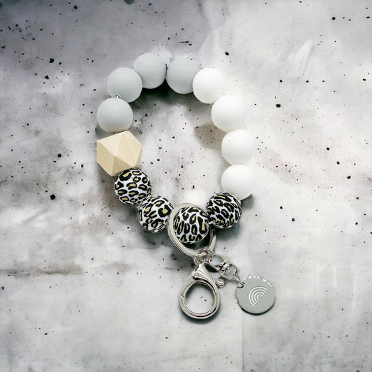 Light Leopard And Gray Charm Keychain Wristlet