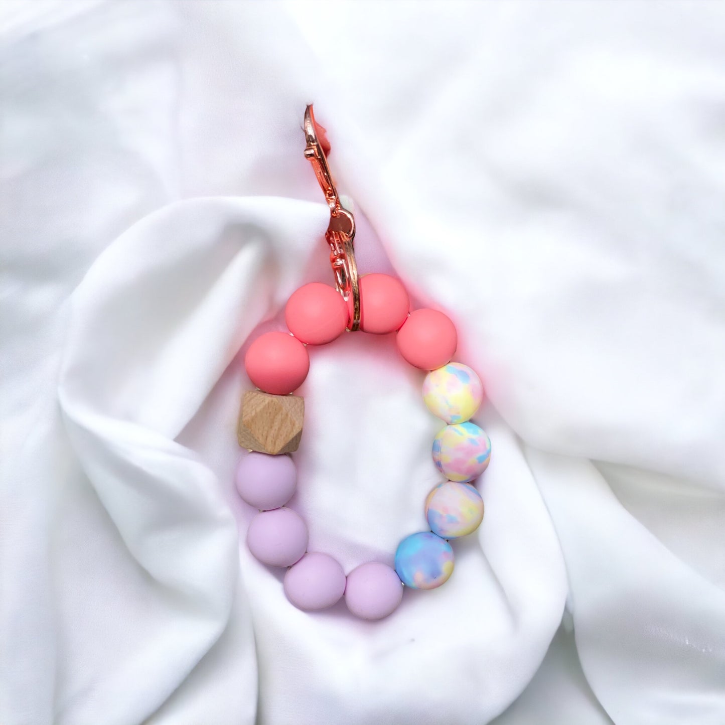 Purple and Pink Tie Dye Keychain Wristlet