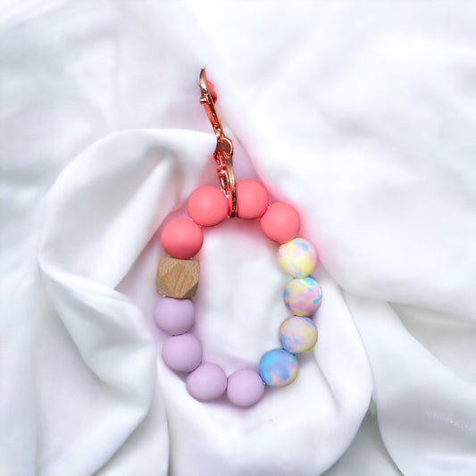 Purple and Pink Tie Dye Keychain Wristlet