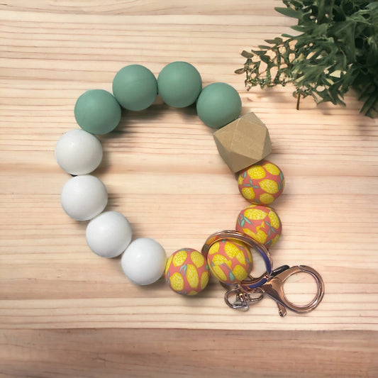 Summer Lemons keychain wristlet