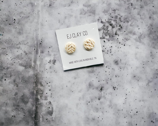 Ivory Cable Knit Studs