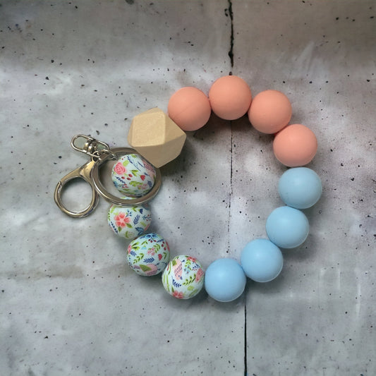 Spring floral keychain wristlet